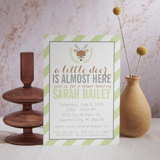 Convite Mint Green Little Deer Chá de fraldas Invite (Criador carregado)