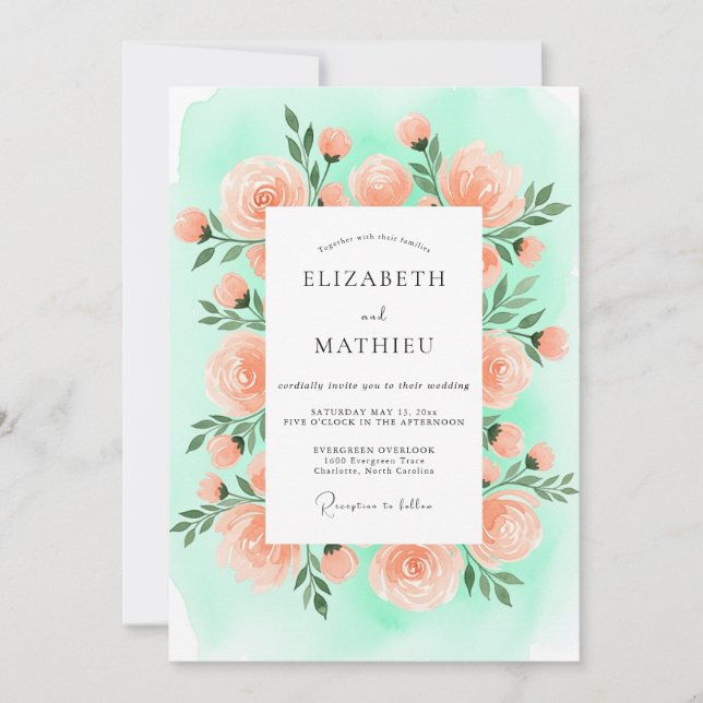 Convite Mint Green Marvelous Spring Wedding (Frente)