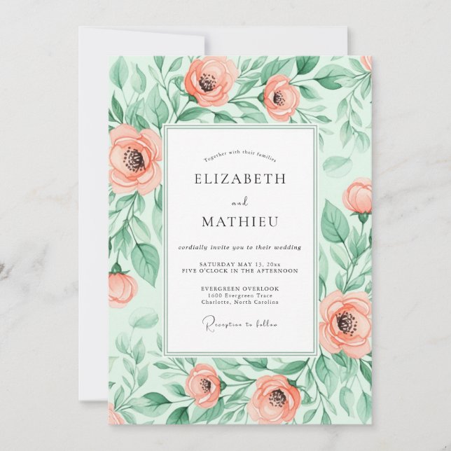 Convite Mint Green Picturesque Spring Wedding (Frente)