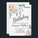 Convite Mint Green & Pink Peonies 60th Birthday<br><div class="desc">Mint Green Dourado e Peonies 60º Aniversário Convidam, Peonies Surpreendem o Aniversário. Clique no botão personalizar para obter mais flexibilidade na modificação do texto ou na movimentação dos gráficos. Entre em contato conosco se você precisar deste design aplicado a um produto específico para criar seu próprio item de correspondência exclusivo....</div>