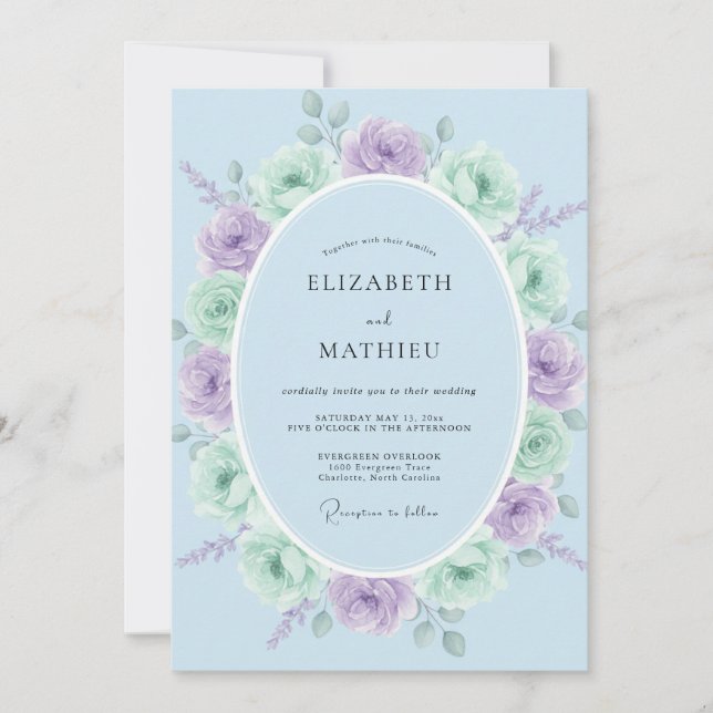 Convite Mint Green Serene Springtime Wedding (Frente)