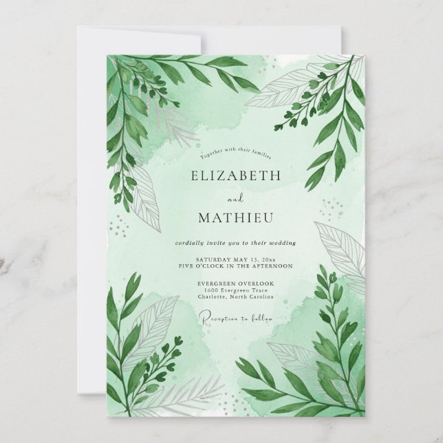 Convite Mint Green Serene Woodland Wedding (Frente)