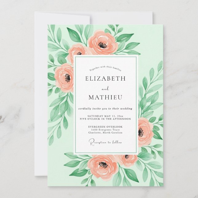 Convite Mint Green Sumptuous Spring Wedding (Frente)