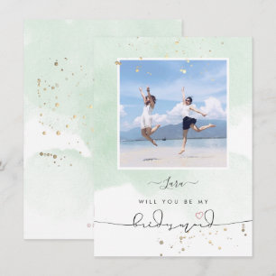 Convite Mint Green Watercolor Você Será A Bridesmaid