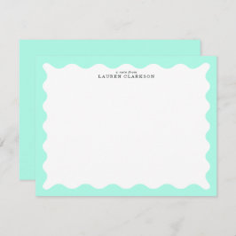 Convite Mint Green Wavy Frame Note Card