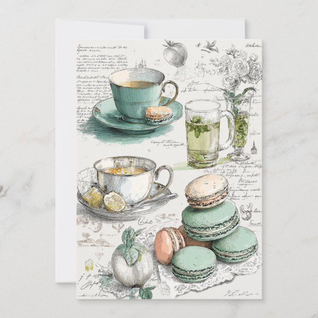 Convite Mint & Macarons | Mcil Fresco (Frente)