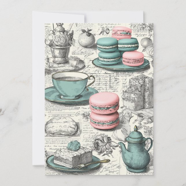 Convite Mint & Macarons | Pastel Delight (Frente)