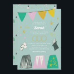 Convite Mint Magic Show Bar Bat Mitzvah<br><div class="desc">Aprecie os seus convidados com um tema de apresentação do Magic Show. Este design tocável apresenta ilustrações desenhadas à mão cheio de mágica divertida e atraente sobre um belo fundo da menta! Personalize com os detalhes de seu próprio partido e reúna a parte com o pacote de fornecimento do cheio...</div>