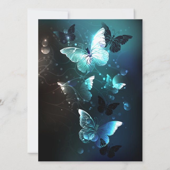 Convite Mint Night Butterflies (Frente)