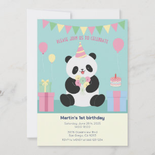 Convite Mint & Pink - design de Panda