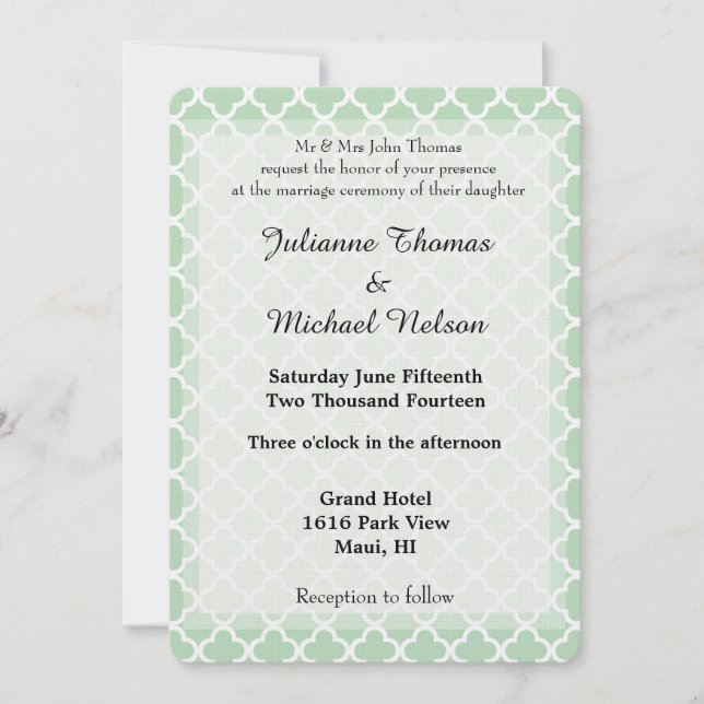Convite Mint Quatrefoil Wedding (Frente)