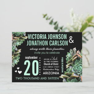 Convite Mint Succulent Modern Wedding