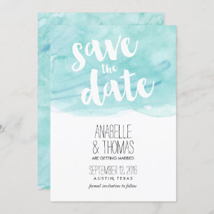 Convite Mint Watercolor Wedding Salvar a Data