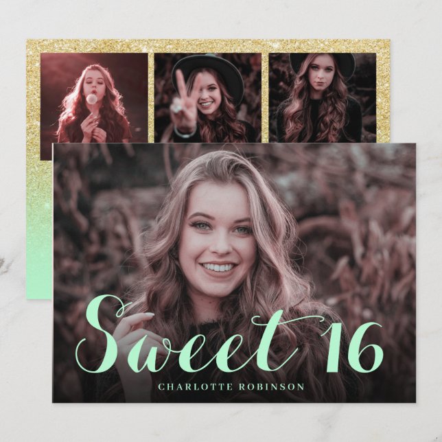 Convite Minta cônica com brilho brilhante 4 fotógrafo 16 (Frente/Verso)