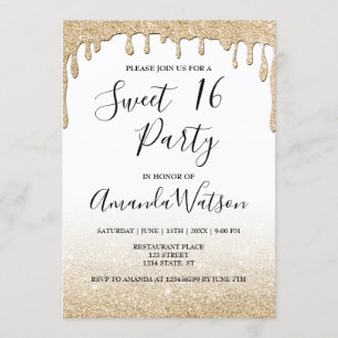 Convite Minúscula de ouro moderna, a gota de ouro, ombre
