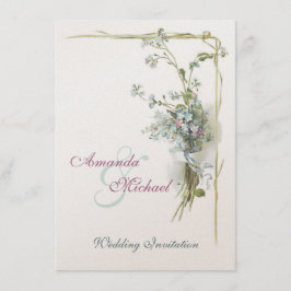Convite Miosótis cor-de-rosa e azuis que wedding