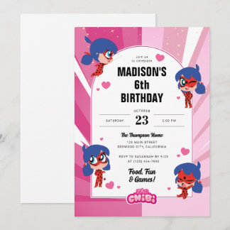 Convite Miraculoso Ladybug Chibi Birthday