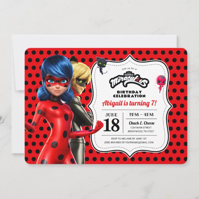 Miraculous Ladybug plano de fundo de aniversário de 7 x 5 pés foto