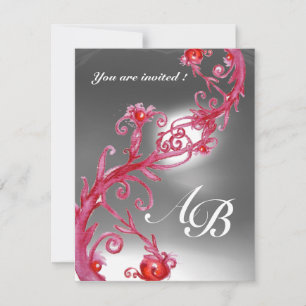 Convite MIRACULOUS BERRIES 4, MONOGRAMA cristal vermelho b
