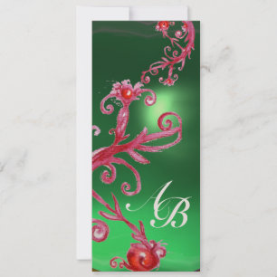 Convite MIRACULOUSAS FRUTAS 4, MONOGRAMA jade vermelho dou