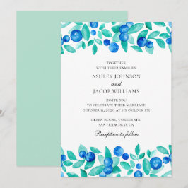Convite Mirtilos silvestres. Casamento no jardim azul e me