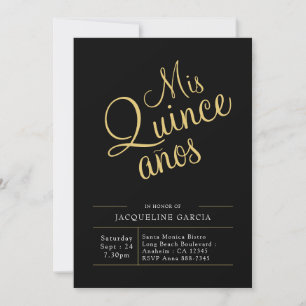Convite Mis Quince Anos Dourado Moderno Quinceanera