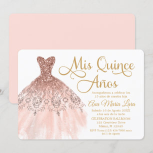 Convite Mis Quince Años Invitación de Quinceañera Rosad