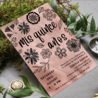 Mis Quince Años Rosa Chic Floral Quinceañera