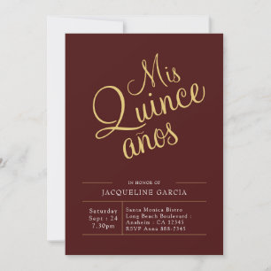 Convite Mis Quince Anos Vermelho Dourado Quinceanera