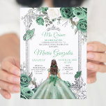 Convite Mis Quince Dusty Green & Silver Floral Quinceanera<br><div class="desc">Dusty Green & Silver Floral Quinceanera Convite Mis Quince Anos,  15 Birthday</div>