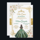 Convite Mis Quince Emerald Green & White Floral Birday<br><div class="desc">Mis Quince Emerald Green & White Floral Birthday Quinceanera Convite Mis Quince Anos,  15 Birthday</div>