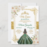 Mis Quince Emerald Green & White Floral Birday