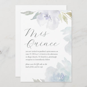 Convite Mis Quince Floral Birthday Quinceañera Código QR