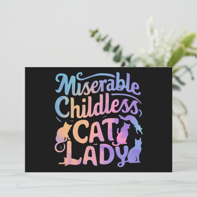 Convite Miserável Mulher Sem Filhos e com Gatos (Em pé/Frente)