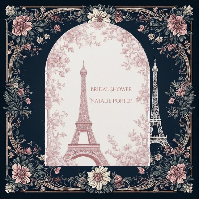 Convite Miss to Mrs Bridal Shower Paris Shabby Chic Arch  (Miss to Mrs Bridal Shower Paris Shabby Chic Arch Invitation)