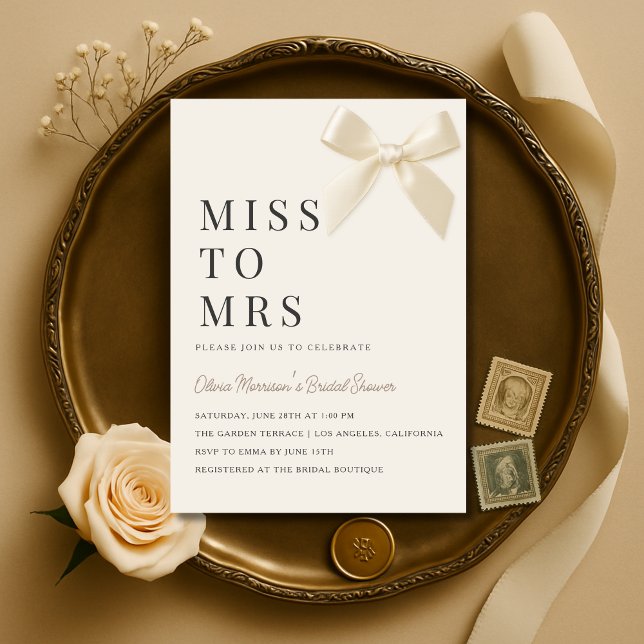 Convite Miss to Mrs Coquette Bow Bridal Shower (Criador carregado)