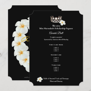 Convite Miss USA Silver Crwn Plumeria Prêmios Ball Prgm