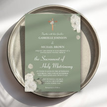 Missa Nupcial Católica Floral em Verde Oliva Suave