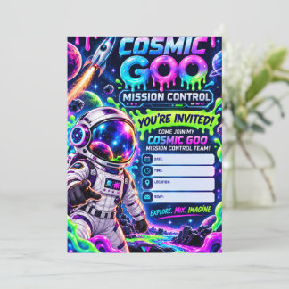 CONVITE MISSÃO CONTROLE DO COSMIC GOO ESPAÇO LAMA ANIVERSÁ