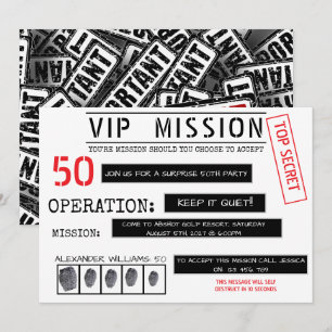 Convite Missão VIP Surpresa 50º Aniversário