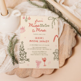 Convite Misstletoe para Sra. Hand Drawn Chá de panela