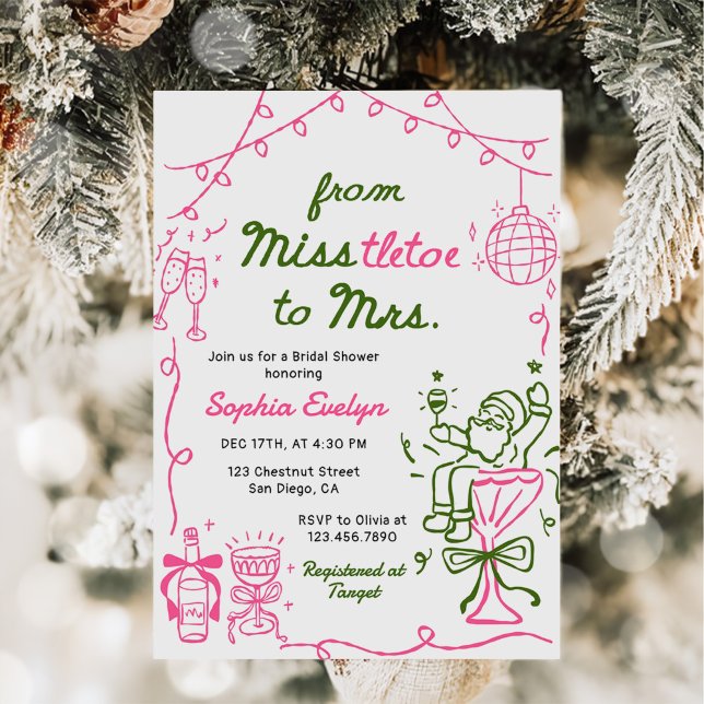 Convite Misstletoe to Mrs Christmas Bridal Shower (Criador carregado)