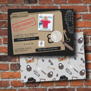 Convite Mistério Crianças Secretas Agente Espião Detetive 