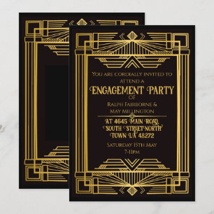 Convite mistério de aniversário art déco de 1920