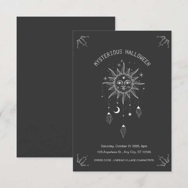 Convite Mistérios de Meia-Noite: Boho Astrology Halloween (Frente/Verso)