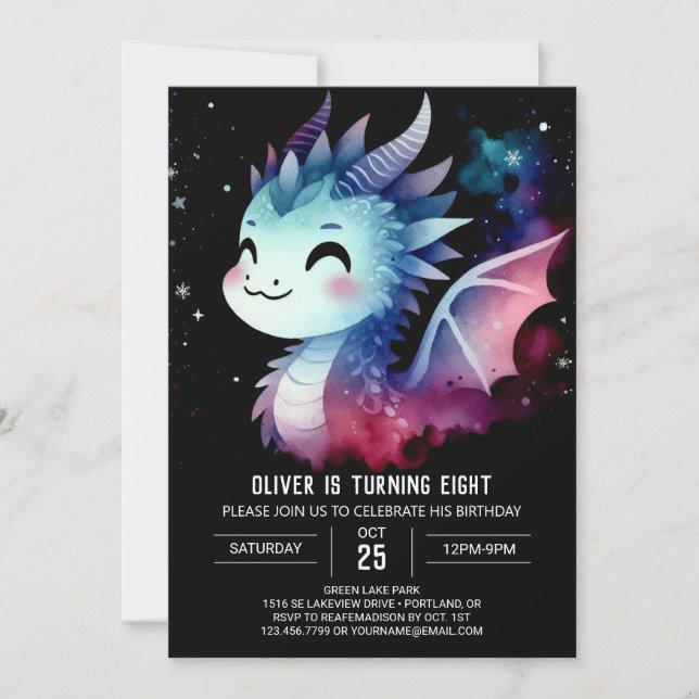 Convite Misterioso Dragão Alado Aniversário (Frente)