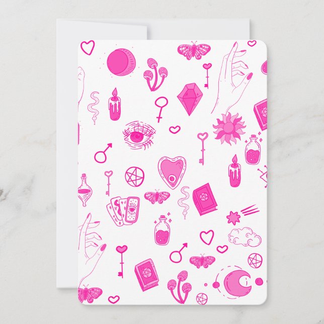 Convite mística mágica rosa (Frente)