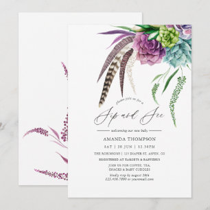 Convite Místico Boho Aquarela Suculenta Beba e Veja