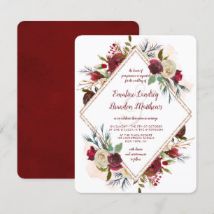 Convite Mistletoe Manor Rose Gold Casamento Duplo Diamante