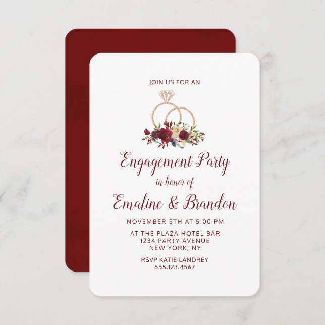 Convite Mistletoe Manor Wedding Rings Festa de noivado (Frente/Verso)